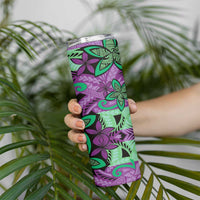 Plumeria Polynesian Pattern Skinny Tumbler Unique Fantasy Purple Green