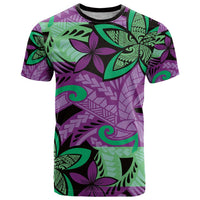 Plumeria Polynesian Pattern T Shirt Unique Fantasy Purple Green