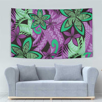 Plumeria Polynesian Pattern Tapestry Unique Fantasy Purple Green