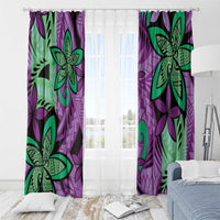 Plumeria Polynesian Pattern Window Curtain Unique Fantasy Purple Green