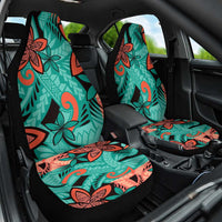 Plumeria Polynesian Pattern Car Seat Cover Unique Fantasy Teal Orange