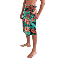 Plumeria Polynesian Pattern Lavalava Unique Fantasy Teal Orange
