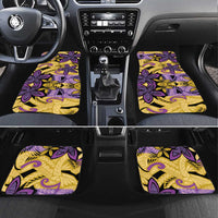 Plumeria Polynesian Pattern Car Mats Unique Fantasy Yellow Purple