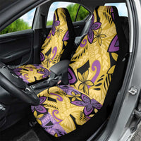 Plumeria Polynesian Pattern Car Seat Cover Unique Fantasy Yellow Purple
