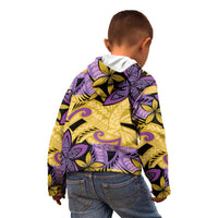 Plumeria Polynesian Pattern Kid Hoodie Unique Fantasy Yellow Purple LT01 - Polynesian Pride