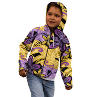 Plumeria Polynesian Pattern Kid Hoodie Unique Fantasy Yellow Purple LT01 - Polynesian Pride