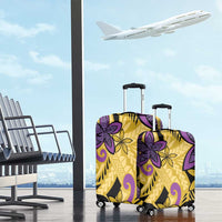 Plumeria Polynesian Pattern Luggage Cover Unique Fantasy Yellow Purple