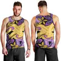 Plumeria Polynesian Pattern Men Tank Top Unique Fantasy Yellow Purple