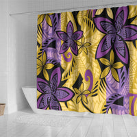 Plumeria Polynesian Pattern Shower Curtain Unique Fantasy Yellow Purple