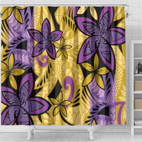 Plumeria Polynesian Pattern Shower Curtain Unique Fantasy Yellow Purple