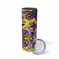 Plumeria Polynesian Pattern Skinny Tumbler Unique Fantasy Yellow Purple