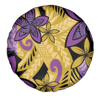 Plumeria Polynesian Pattern Spare Tire Cover Unique Fantasy Yellow Purple