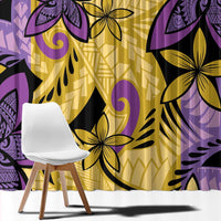 Plumeria Polynesian Pattern Window Curtain Unique Fantasy Yellow Purple