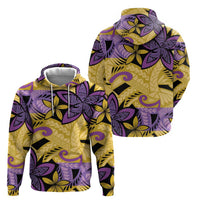 Plumeria Polynesian Pattern Zip Hoodie Unique Fantasy Yellow Purple