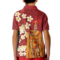 Hawaii King Kamehameha Kid Polo Shirt Plumeria Lauhala Pattern