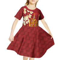 Hawaii King Kamehameha Kid Short Sleeve Dress Plumeria Lauhala Pattern LT01 - Polynesian Pride