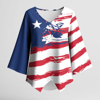 Liberia Flag Kimono Sleeve Blouse Grunge Stylized
