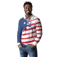 Liberia Flag Long Sleeve Polo Shirt Grunge Stylized
