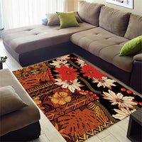 Hawaii Christmas Poinsettia Lei Area Rug Tapa Pattern - Polynesian Pride