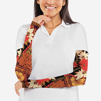 Hawaii Christmas Poinsettia Lei Arm Sleeves Tapa Pattern - Polynesian Pride