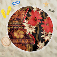 Hawaii Christmas Poinsettia Lei Beach Blanket Tapa Pattern - Polynesian Pride