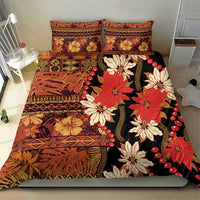 Hawaii Christmas Poinsettia Lei Bedding Set Tapa Pattern - Polynesian Pride