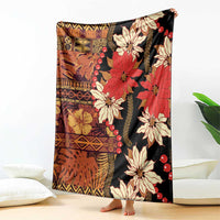 Hawaii Christmas Poinsettia Lei Blanket Tapa Pattern - Polynesian Pride