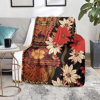 Hawaii Christmas Poinsettia Lei Blanket Tapa Pattern - Polynesian Pride