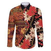 Hawaii Christmas Poinsettia Lei Family Matching Puletasi and Hawaiian Shirt Tapa Pattern - Polynesian Pride