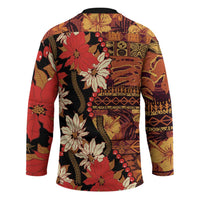 Hawaii Christmas Poinsettia Lei Hockey Jersey Tapa Pattern - Polynesian Pride