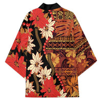 Hawaii Christmas Poinsettia Lei Kimono Tapa Pattern - Polynesian Pride