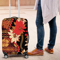 Hawaii Christmas Poinsettia Lei Luggage Cover Tapa Pattern - Polynesian Pride
