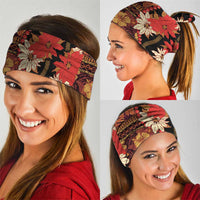 Hawaii Christmas Poinsettia Lei Neck Gaiter Tapa Pattern - Polynesian Pride