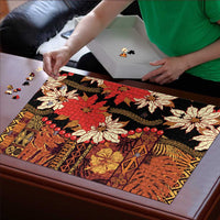Hawaii Christmas Poinsettia Lei Puzzle Tapa Pattern - Polynesian Pride