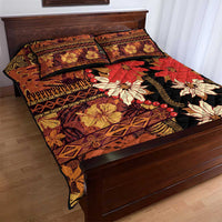 Hawaii Christmas Poinsettia Lei Quilt Bed Set Tapa Pattern - Polynesian Pride