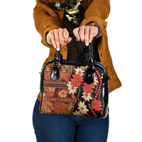 Hawaii Christmas Poinsettia Lei Shoulder Handbag Tapa Pattern - Polynesian Pride