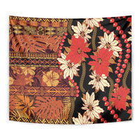 Hawaii Christmas Poinsettia Lei Tapestry Tapa Pattern - Polynesian Pride