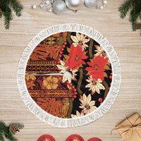Hawaii Christmas Poinsettia Lei Tree Skirt Tapa Pattern - Polynesian Pride