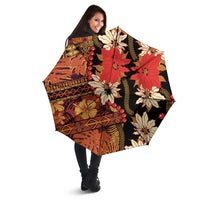 Hawaii Christmas Poinsettia Lei Umbrella Tapa Pattern - Polynesian Pride