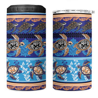 Hawaii Turtles Pattern Special Blue 4 in 1 Can Cooler Tumbler - Polynesian Pride