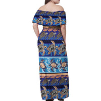 Hawaii Turtles Pattern Special Blue Family Matching Off Shoulder Maxi Dress and Hawaiian Shirt - Polynesian Pride