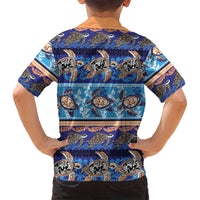 Hawaii Turtles Pattern Special Blue Family Matching Off Shoulder Short Dress and Hawaiian Shirt - Polynesian Pride