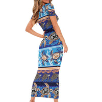 Hawaii Turtles Pattern Special Blue Family Matching Short Sleeve Bodycon Dress and Hawaiian Shirt - Polynesian Pride