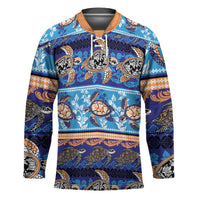 Hawaii Turtles Pattern Special Blue Hockey Jersey - Polynesian Pride