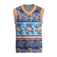 Hawaii Turtles Pattern Special Blue Christmas Knitted V-Neck Vest - Polynesian Pride