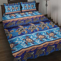 Hawaii Turtles Pattern Special Blue Quilt Bed Set - Polynesian Pride