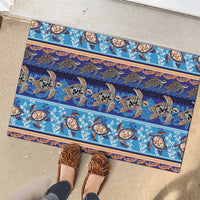 Hawaii Turtles Pattern Special Blue Rubber Doormat - Polynesian Pride