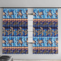Hawaii Turtles Pattern Special Blue Window Curtain - Polynesian Pride