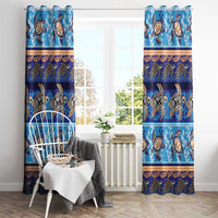 Hawaii Turtles Pattern Special Blue Window Curtain - Polynesian Pride