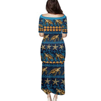 Hawaii Turtles Starfish Unique Pattern Family Matching Puletasi and Hawaiian Shirt - Polynesian Pride